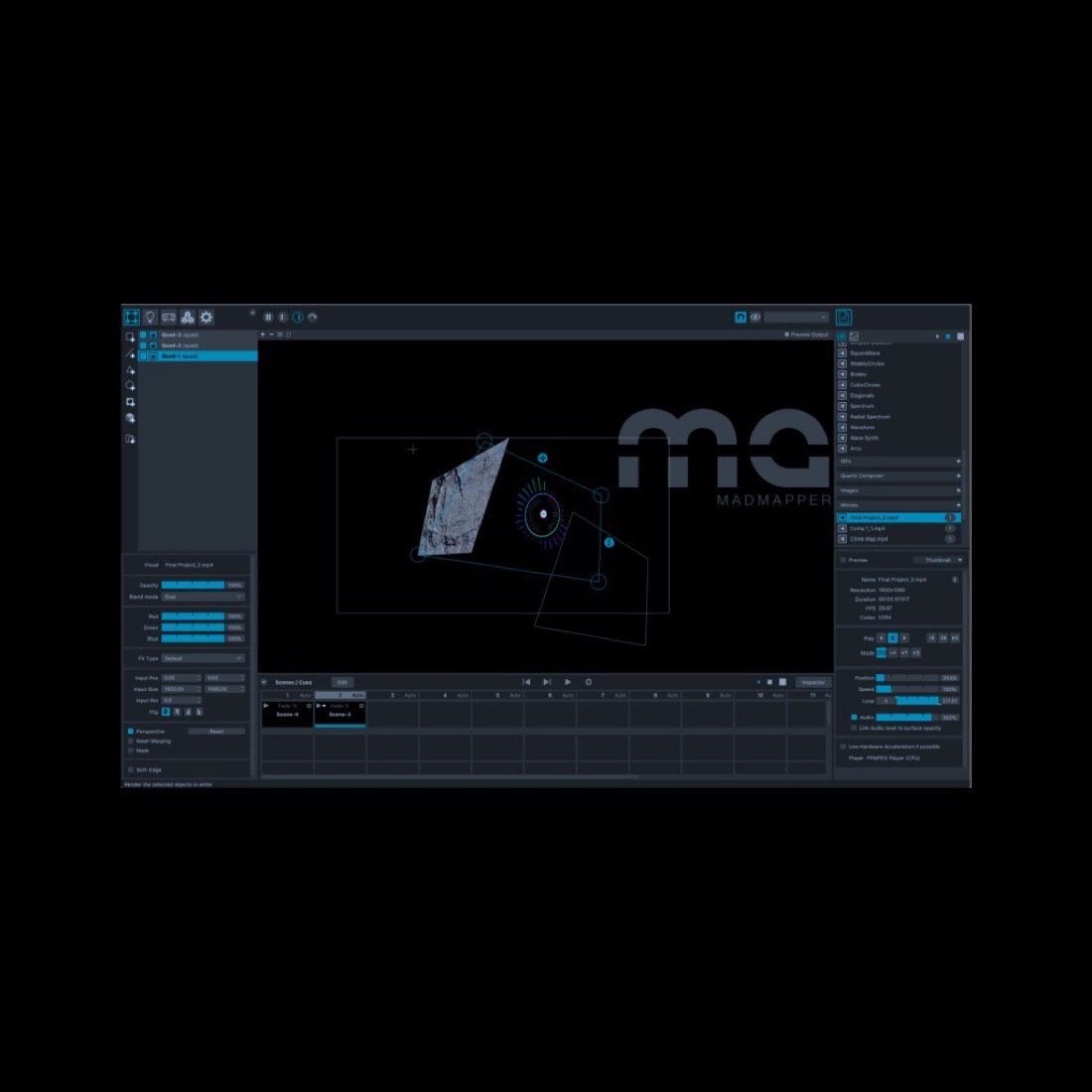 MadMapper interface mapping a projection onto a climbing hold